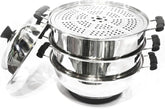 Olmecs Electric Stainless Steel 3 Tier Sweet Corn Steamer-Sliver